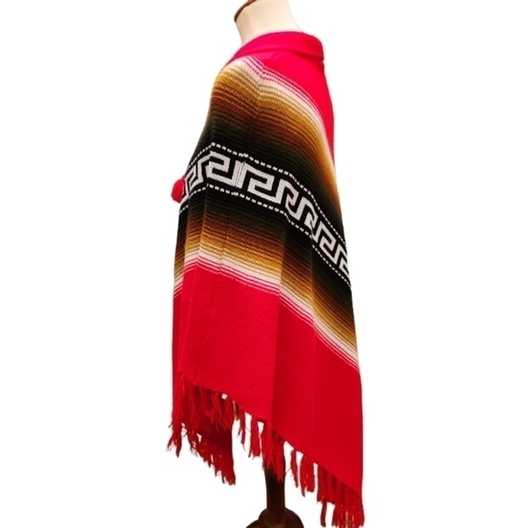 Aztec Style Fringed Poncho OS - Picture 3 of 8